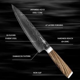 Kegani Chef Knife - 8 Inch Japanese Knife, 67 Layers Japanese VG-10 Damascus Steel Ultra Sharp Kitchen Knife