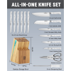 Cook N Home Kitchen Knife Set with Bamboo Storage Block 15-Piece, High Carbon Stainless Steel Blade, White