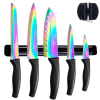 SiliSlick Kitchen Knife Set, Titanium Coated Stainless Steel Colorful Blades, Chef, Bread, Santoku Utility & Paring Knives