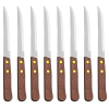 8 Pack Serrated Steak Knives Stainless Steel Knife Set Wooden Utensil Cutlery