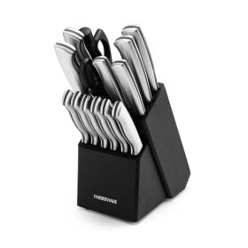 Farberware 15-piece Cutlery Set-Stamped Stainless Steel in Black Block