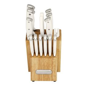 Farberware Edgekeeper Triple Riveted Knife Block Set with Built in Sharpener 14-piece in White