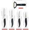 Rirool 5 Pcs Ceramic Knife Set, Professional Home Kitchen Knife with Covers, 6" Chef Knife, 5" Utility Knife, 4" Fruit Knife