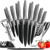 PrinChef Knife Set, 19 Pcs Rust Proof Knives Set for Kitchen, with Acrylic Stand, Sharpener, Scissors and Peeler