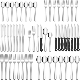 48-Piece Silverware Set with Steak Knives for 8, Stainless Steel Flatware Cutlery Set For Home Kitchen Restaurant Hotel, Kitchen Utensils Set