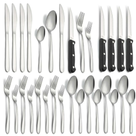 Bestdin 24 Pieces Silverware Set, Flatware Sets with Steak Knives Service for 4, Premium Stainless Steel Mirror Polished Cutlery Utensil Set