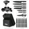 McCook MC701 Dishwasher Safe Black Knife Sets, 26 Pcs