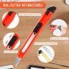 20pcs Box Cutter Retractable, Utility Knife With Auto-Lock Design, Box Openers With 9mm Snap-off Blades