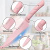 Kitchen Knife Set, Caliamary Pink Flower 6PC Stainless Steel Sharp Chef Knife Set with Acrylic Stand, Cooking Non-slip Knife Set with Block