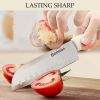 Knife Set for Kitchen, 5-Pieces White Cooking Knife Set with Storage Knife Holder