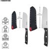 Farberware Edgekeeper Self-Sharpening Triple Riveted 5-inch & 7-inch Santoku Knife Set, 4-Piece, Black