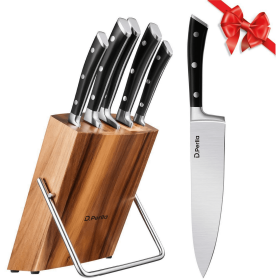 Kitchen Knife Set, 6 Pieces German Stainless Steel Small Kitchen Knives Set with Wooden Block, Cutlery Block Set (Brand: D.Perlla)