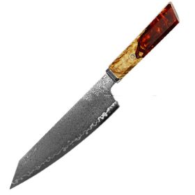 Chef's Knife For Japanese Cuisine In Damascus (Color: Red, size: 34.7cm)